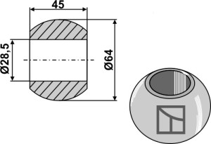 Rotule pour crochets de barres inférieures - Cat. III-II