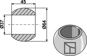 Rotule pour crochets de barres inférieures Cat. III