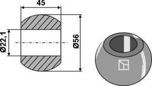 Rotule pour crochets de barres inférieures - Cat. II-I