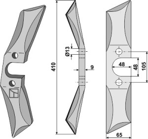 Roll harrow blade - left