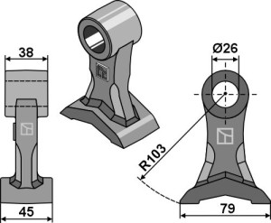 Pruning hammer 45x38mm