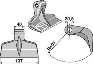 Hamerklepel 137x40mm