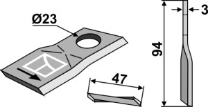 Rotary mower blade 94x47mm
