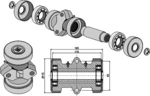 Bearing compl. for 28x28 square shaft