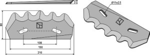 Couteau pour mélangeurs de fourrage, gauche