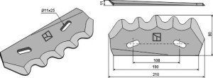 Couteau pour mélangeurs de fourrage, droit
