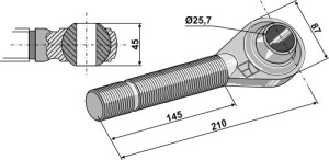 Spindel met geharde kogels M36x4