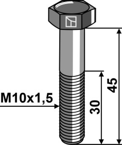 Hexagon bolt M10x1,5x45 without nut