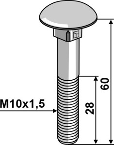 Bolt M10x1,5x60 galvanized without nut