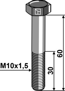 Zeskantmoer M10x1,5x60 zonder moer