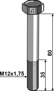Zeskantmoer M12x1,75x80 zonder moer