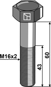 Zeskantmoer M16x2x60 zonder moer