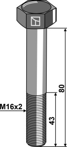 Zeskantmoer M16x2x80 zonder moer