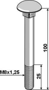 Bolt M8x1,25x100 galvanized without nut