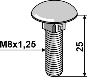 Slotbout M8x1,25x25 - galvanisch verzinkt