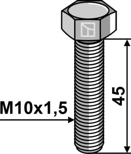 Hexagon bolt  M10x1,5x45 without nut - galvanized