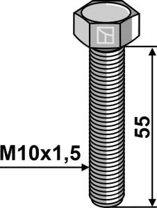 Hexagon bolt M10x1,5x55 without nut