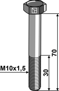 Zeskantmoer M10x1,5x70 zonder moer