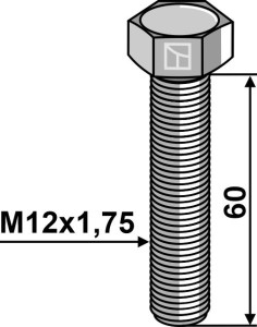 Zeskantmoer M12x1,75x60 zonder moer