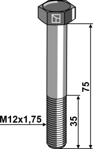 Zeskantmoer M12x1,75x75 zonder moer
