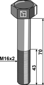 Zeskantmoer M16x2x70 zonder moer