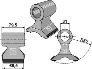 Hamerklepel 69,5x79,5mm - PTA