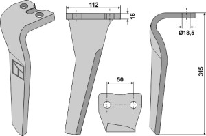 Kreiseleggenzinken 315mm, rechts