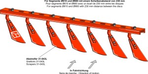 Scraper-bars with 13 scrapers - left