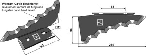 Couteau pour mélangeurs de fourrage - revêtement en métal dur, gauche