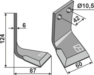 Dent rotative 124x60mm, droit