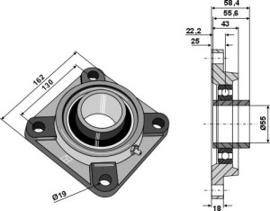 Tension bearing UCF - Ø55
