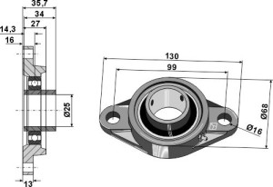 Tension bearing UCFL - Ø25