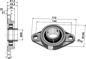 Tension bearing UCFL - Ø40
