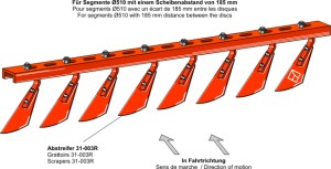 Scraper-bars with 16 scrapers - right