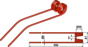 Hay rake tine Ø9
