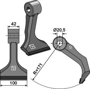 Hamerklepel 100x42mm - PTA