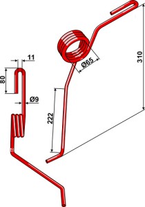 Wiedegtand Ø9mm, links