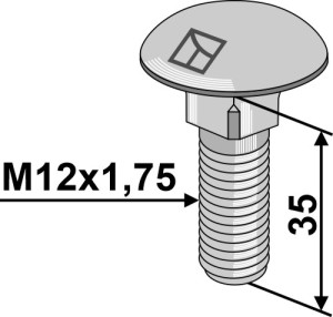 Boulon à tête bombée M12x1,75x35 - galvanisé