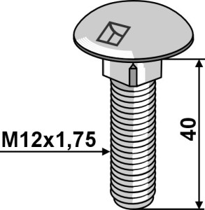 Boulon à tête bombée M12x1,75x40 - galvanisé