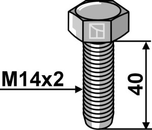 Boulon à tête hexagonal M14x2x40 sans écrou - galvanisée