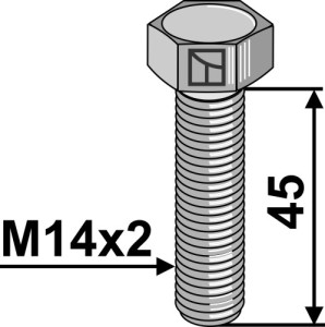 Boulon à tête hexagonal M14x2x45 sans écrou - galvanisée