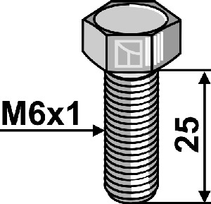 Boulon à tête hexagonal M6x1x25 sans écrou - galvanisée