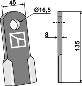Straight blade 135x45mm