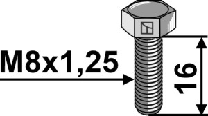 Boulon à tête hexagonal M8x1,25x16 sans écrou - galvanisée