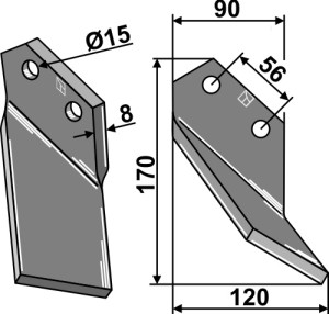 Dent rotative 170x90mm, droit