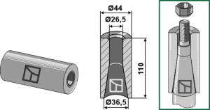 Entretoise à souder pour dent avec filet M24