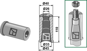 Entretoise à souder pour dent avec filet M24