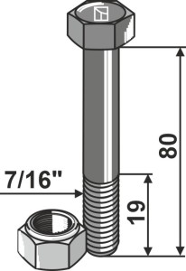 Bout met borgmoer - 7/16''UNF