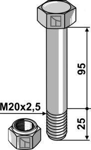 Bout met borgmoer - M20 x 1,5 - 10.9