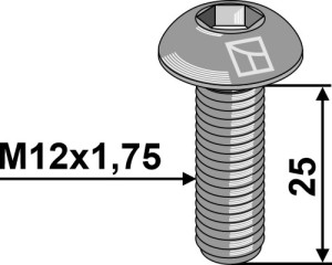 Boulon à tête bombée M12x1,75x25 avec six pans creux